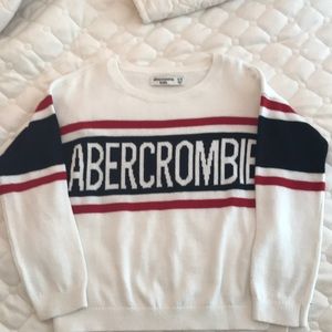Abercrombie kids red white and navy sweater